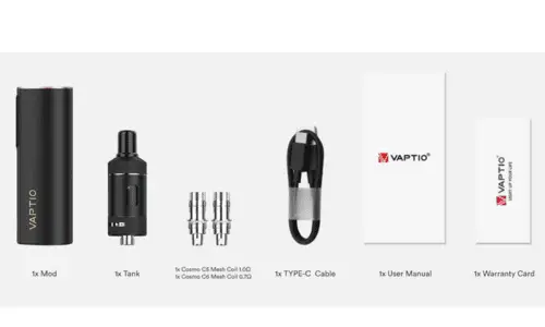 KIT E-CIGARETTE VAPTIO COSMO 2 RESISTANCE CONTENU KIT KIT E-CIGARETTE VAPTIO COSMO 2 RESISTANCE CONTENU KIT